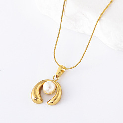 Золотой 3 шт. минималистичные ожерелья из нержавеющей стали с имитацией жемчуга и круглым кулоном для женщин, белые, золотые, 15.75 дюйм (40 см)