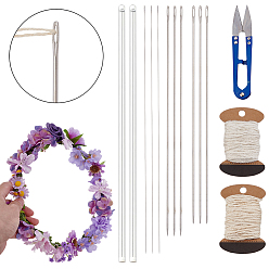 Нержавеющая Сталь Цвет Швейные инструменты, включая стальные иглы для шитья, нитки для шитья и вышивания, железо и швейные ножницы кусачки, центрифужная пластиковая пробирка из полипропилена, джутовый шнур, цвет нержавеющей стали, 300x3 мм, отверстие : 9x1 мм