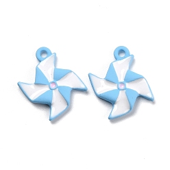 Небесно-голубой Кулон из сплава с эмалью, окрашенный распылением, ветряная мельница, голубой, 21x19.5x3 мм, отверстие : 1.2 мм