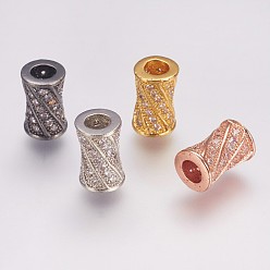 (52) Непрозрачная лаванда Латунные микро проложить кубического циркония бусы, колонка, разноцветные, 9x6 мм, отверстие : 3 мм