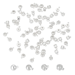 Серебро 80 шт. 2 стили латунные бусины, рондель, серебряные, 4~4.5x3x2.5 мм, отверстие : 0.8 мм, 40 шт / стиль