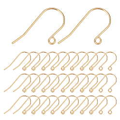 Золотой 304 из нержавеющей стали французских крючков серьги, плоские крючки для серег, провод уха, с горизонтальной петлей, золотые, 27.5x13x0.8 мм, отверстие : 1.8 мм, 21 датчик, штифты : 0.7 мм, 100 шт / коробка