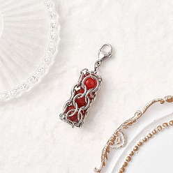 Красный Агат Круглый подвесной декор из натурального сердолика, с 304 прыжковыми кольцами из нержавеющей стали и застежками-клешнями, 45~46 мм