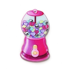 Skull Акриловые подвески с принтом на хэллоуин, конфетная машина, Рисунок черепа, 46x24.5x2.3 мм, отверстие : 1.8 мм