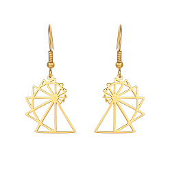 Настоящее золото 18K 304 из нержавеющей стали болтаться серьги, цветок, реальный 18 k позолоченный, нет размера