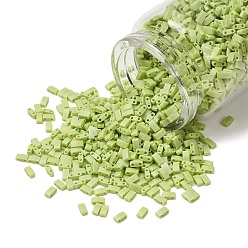 (HTL416FR) Matte Opaque Chartreuse AB Миюки половина бусины тила, японский бисер, 2 отверстие, (htl416fr) матовый непрозрачный шартрез ab, 5x2.3x1.9 мм, отверстие : 0.8 мм, Около 1250 шт / 50 г