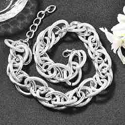 Серебро Ожерелья из сплава веревки и цепи в стиле панк-хип-хоп для мужчин, серебряные, 16.46 дюйм (41.8 см)