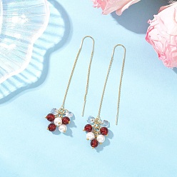 Красный Агат Нить для ушей из ракушек и жемчуга, круглые, золотые, с сердоликом, 84 мм