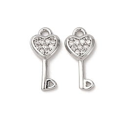 Платина Латунные микро проложить кубического циркония подвески, Брелоки для ключей, платина, 13.5x6.5x2 мм, отверстие : 1.2 мм