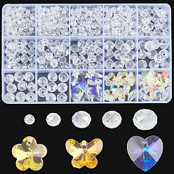 Прозрачный АВ Наборы фурнитуры для стеклянных бусин и подвесок, рондель, сердце и бабочка, ясно AB, 4x3 мм, отверстие : 0.4 мм