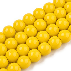 Золотистый Непрозрачные сплошные цветные стеклянные бусины, круглые, золотые, 6~6.5 мм, отверстие : 1.4 мм, около 67~70 шт / нитка, 14.76 дюйм ~ 15.16 дюйм (37.5~38.5 см)