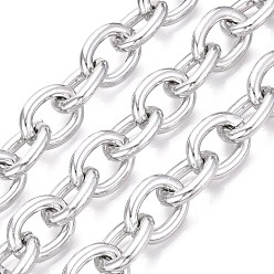 Silver Aluminium Cable Chains, Unwelded, with Spool, Silver, 18x14x3~3.5mm, about 16.40 Feet(5m)/Roll