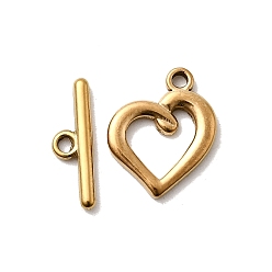 Сердце 304 из нержавеющей стали застежками тумблеры, золотые, сердце, 17x14x2 мм, отверстие : 1.8 мм, бар: 5.5x17x2 mm, отверстие : 1.6 мм