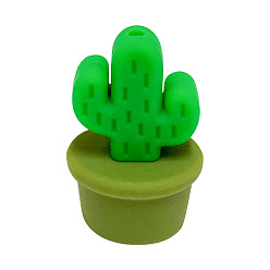 Medium Sea Green Cactus Food Grade Eco-Friendly Silicone Focal Beads, Medium Sea Green, 28.1x18.6mm