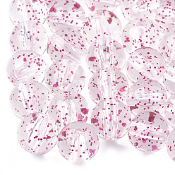 Ярко-Розовый Прозрачные акриловые бусины, с блеском порошок, круглые, ярко-розовый, 7~8 мм, Отверстие : 1.5 мм , около 1780 шт / 500 г