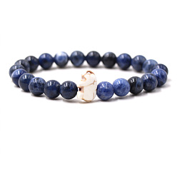 Ляпис-Лазурь Браслеты из натуральных бусин лазурита и синтетической бирюзы для мужчин и женщин, круглый и слон
