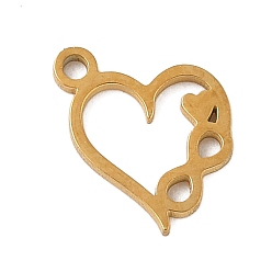 Золотой 304 прелести нержавеющей стали, Сердце с бесконечностью, золотые, 11x9x1 мм, отверстие : 1.2 мм