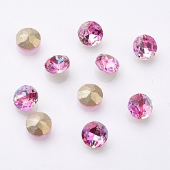 Камелия K 9 кабошоны из стеклянного страза, блестящий лазерный стиль, имитация австрийский хрусталь, задние и задние, граненые, плоско-круглые, с покрытием на задной стороне, камелия, 8x4.5 мм