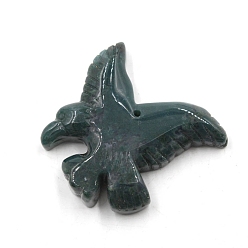 (RRHB277) Кристалл на подкладке из медово-бежевого цвета Резные подвески из натурального индийского агата, орел, 40x40x8 мм, отверстие : 1.2 мм