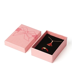 Pink Подарочные коробки для хранения бумажных ювелирных изделий с бантом и принтом, прямоугольные, розовые, 9x7x3 см
