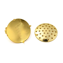 Real 14K Gold Plated Brass Brooch Findings, Cadmium Free & Lead Free, Round, Real 14K Gold Plated, 21x21x12mm, Pin: 0.7mm, 20x2mm, Hole: 1mm
