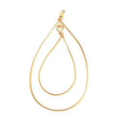 Золотой 304 подвески из нержавеющей стали из нержавеющей стали, слезинки, золотые, 63.5x35x5 мм, отверстие : 2 мм