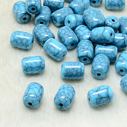 Dark Turquoise Resin Beads, Barrel, Dark Turquoise, 14x12mm, Hole: 2mm
