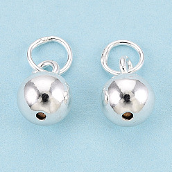 Серебро 925 круглые подвески из стерлингового серебра, с прыжковых колец, серебряные, 9x6 мм, отверстие : 3~4 мм