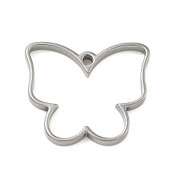 Нержавеющая Сталь Цвет Бабочка 304 эмалированные оправы из нержавеющей стали, подвески с открытой рамкой, для diy уф смолы, эпоксидная смола, Прессованные цветочные украшения, цвет нержавеющей стали, 24x28x3 мм, отверстие : 2.2 мм