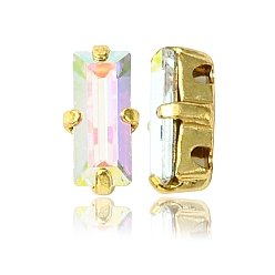 00030 200 Crystal AB Пришивные чашки preciosa® maxima crystal, многожильных ссылки, чешский хрусталь, с настройками латуни, 719 39 090 багет, золотые, 00030 200 кристалл аб, 7x3 мм