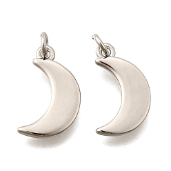 Платина Латунные подвески, Луна прелести, стойки покрытие, прочное покрытие, без кадмия и без свинца, с целью перехода в кольце, платина, 13.5x8x1.5 мм, отверстие : 2 мм