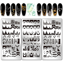 Mixed Shapes Шаблоны для нейл-арта своими руками из нержавеющей стали, шаблонный инструмент, прямоугольные, разнообразные, 12x6 см, 3 шт / комплект