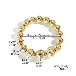 Золотистый Ccb пластиковые градуированные браслеты из бисера для женщин, золотые, внутренний диаметр: 2-1/4 дюйм (5.8 см)