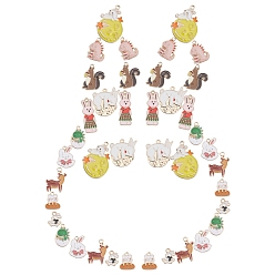 Mixed Color 40Pcs 10 Style Alloy Enamel Pendants, Cadmium Free & Lead Free, Mixed Shapes, Light Gold, Mixed Color, 4pcs/style