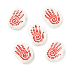 Красный Фарфоровые бусины ручной работы, ладонь, красные, 20x16.5x7.5 мм, отверстие : 2.5 мм