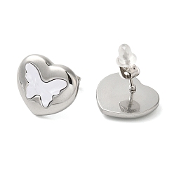 Бабочка Не тускнеют 304 серьги-гвоздики из нержавеющей стали, цвет нержавеющей стали, бабочка, 13x15 мм