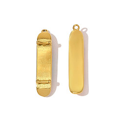 Настоящее золото 18K 304 подвески из нержавеющей стали, чары скейтбординга, ионное покрытие (ip), зеркальная полировка, реальный 18 k позолоченный, 27x6 мм