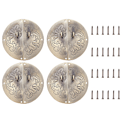 Antik Bronze Eisenhaken, mit schrauben, Holzkistenzubehör, Antik Bronze, 30x60x11.4 mm, Bohrung: 2.2 mm, Nägel: 10.4mm lang, Stift: 2.5 mm, 4sets / box