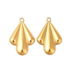 Настоящее золото 18K Ионное покрытие (ip) 304 подвески из нержавеющей стали, лист, реальный 18 k позолоченный, 20x13x1.5 мм, отверстие : 1.4 мм