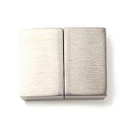 Stainless Steel Color 304 Stainless Steel Magnetic Clasps with Glue-in Ends, Rectangle, Stainless Steel Color, 21x16.5x4.5mm, Hole: 2.5x15mm