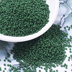 (RR2048) Окрашенный Непрозрачный Охотничий Зеленый Миюки круглые бусины рокайль, японский бисер, (rr 2048) непрозрачный зеленый охотник, 11/0, 2x1.3 мм, Отверстие: 0.8 мм, о 1100 шт / бутылка, 10 г / бутылка