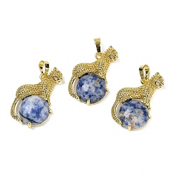 (306FM) Жонкиль матовый с лаймовой подкладкой Натуральный голубой яшмовый шар с латунными подвесками в форме леопарда, стойки покрытие, без кадмия и без свинца, долговечный, 35x22x6.5 мм, отверстие : 7x3.5 мм