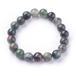 Bloodstone Natural African Bloodstone Stretch Bracelets, Round, 2-1/4 inch~2-3/8 inch(5.7~6cm), Beads: 10~10.5mm