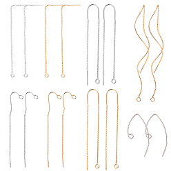 Platinum & Golden Brass Stud Earring Findings, Ear Threads, Platinum & Golden, Containers: 7.4x7.2x1.7cm