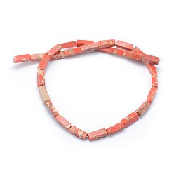 Коралловый Натуральные имперские нитки из бисера яшмы, окрашенные, прямоугольные, коралл, 13.5~14x4~4.5x4~4.5 мм, отверстие : 1 мм, около 28 шт / нитка, 15.15 дюйм (38.5 см)