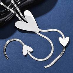 Нержавеющая Сталь Цвет 304 ожерелья из нержавеющей стали в форме сердца, цвет нержавеющей стали, 24.61 дюйм (62.5 см)