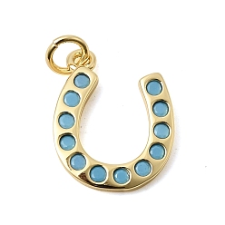 Темно-Голубой Латунные микро проложить кубического циркония подвески, долговечный, стойки покрытие, без свинца и без кадмия, подковы прелести, глубокое синее небо, 17.5x14x2 мм, Перейти кольцо: 4.5x1 мм, внутренний диаметр: 2 мм