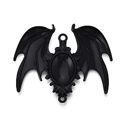 Черный Оправы для кабошонов из сплава в форме крыла летучей мыши, чёрные, 46.5x56x5.5 мм, отверстие : 1.9~2.5 мм, Размер лотка: 18x13 мм