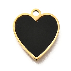 Золотой 304 из нержавеющей стали сердце прелести, с пластиковой имитацией оболочки, ионное покрытие (ip), золотые, 14.8x13x1.3 мм, отверстие : 1.6 мм