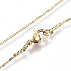 Golden 304 Stainless Steel Snake Chain Necklaces, with Lobster Claw Clasps, Golden, 18.1 inch(46cm), 0.9mm